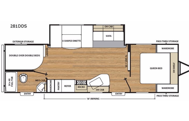 Representative floor plan provided by a trusted RVshare partner.