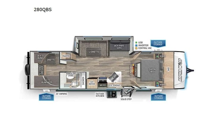 Representative floor plan provided by a trusted RVshare partner.