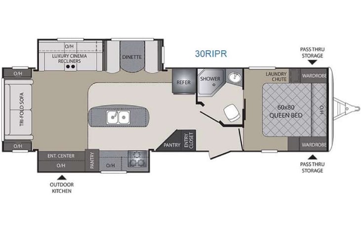 Representative floor plan provided by a trusted RVshare partner.