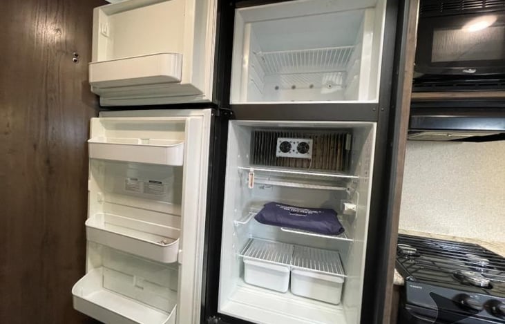 Kitchen freezer/fridge combo.
