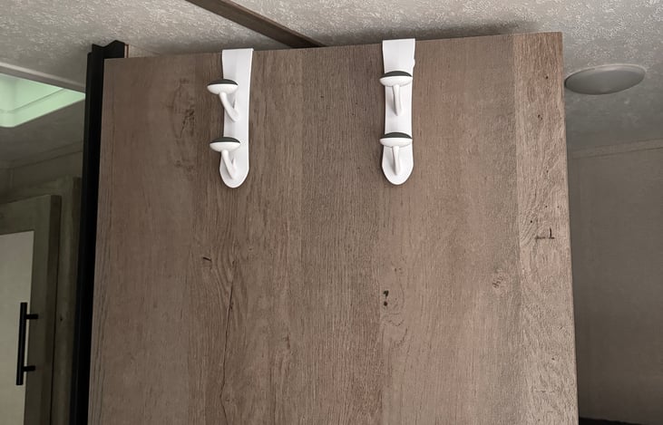 Hooks for bath towels and beach towels and hand towels.