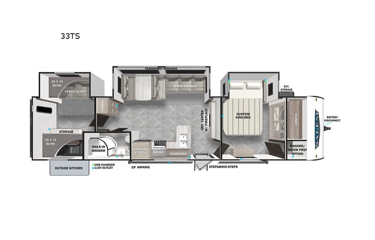 Representative floor plan provided by a trusted RVshare partner.