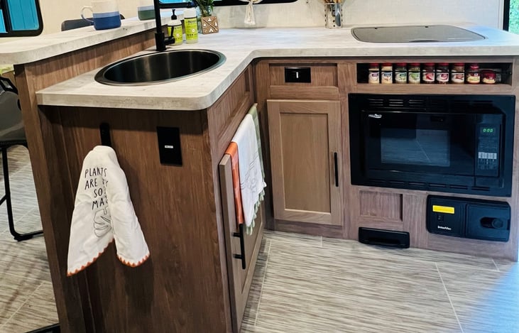 Central vacuum system helps keep the kitchen clean and tidy.