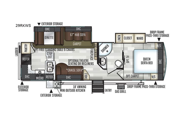 Representative floor plan provided by a trusted RVshare partner.