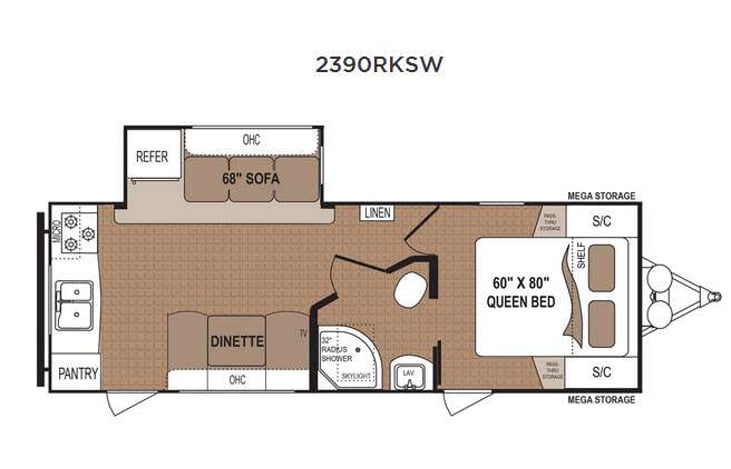 Representative floor plan provided by a trusted RVshare partner.