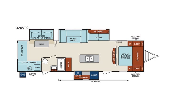Representative floor plan provided by a trusted RVshare partner.
