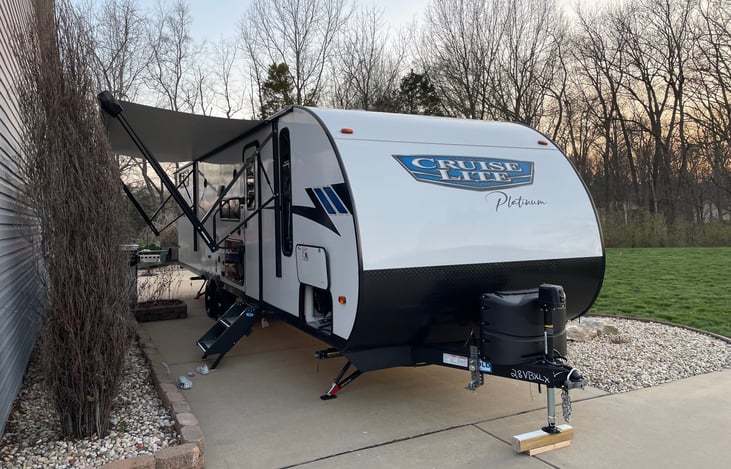 View of awning extended.