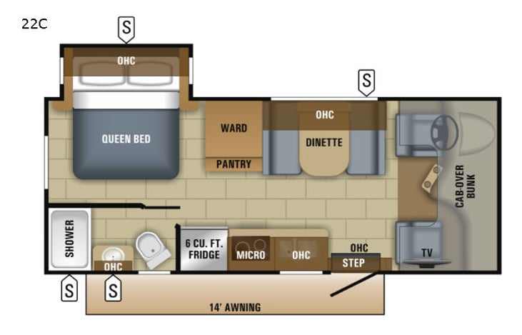Representative floor plan provided by a trusted RVshare partner.