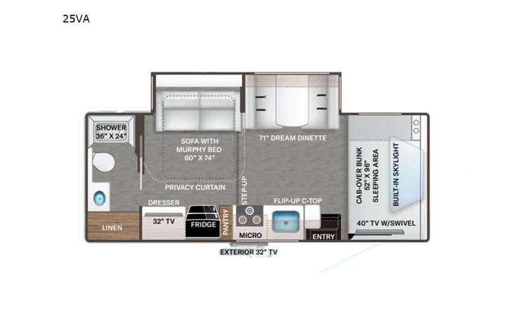 Representative floor plan provided by a trusted RVshare partner.