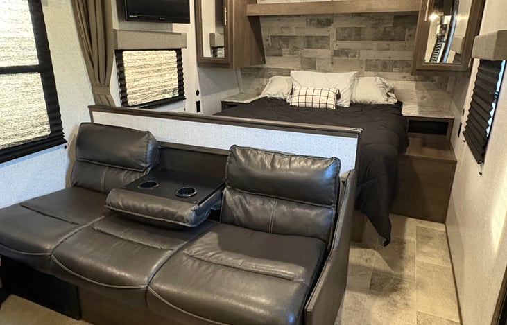 Queen bed and sofa (with cup holder) that converts to a bed