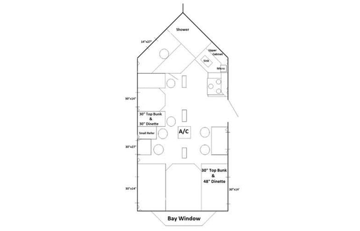 Representative floor plan provided by a trusted RVshare partner.