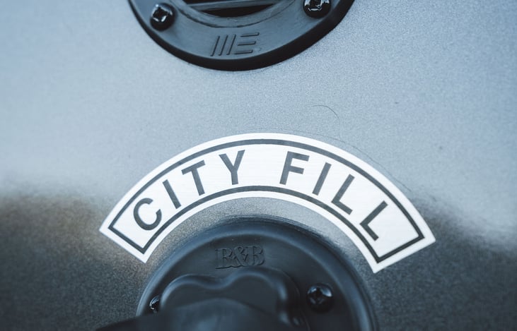 Exterior city water fill connection available.