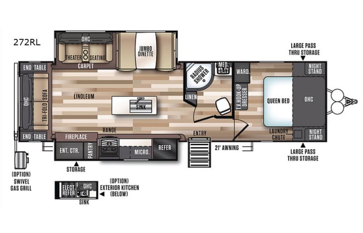Representative floor plan provided by a trusted RVshare partner.