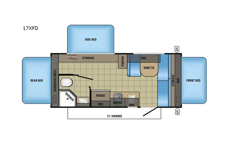 Representative floor plan provided by a trusted RVshare partner.