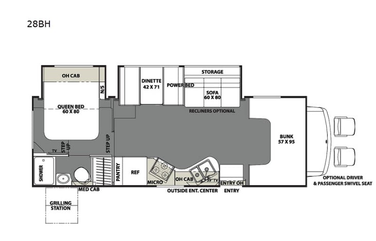Representative floor plan provided by a trusted RVshare partner.