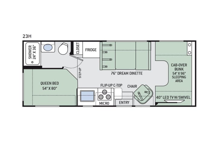Representative floor plan provided by a trusted RVshare partner.