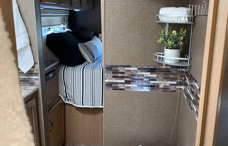 Doors close off bathroom to Master Bedroom.