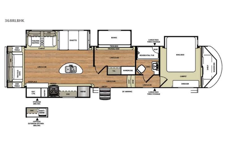Representative floor plan provided by a trusted RVshare partner.