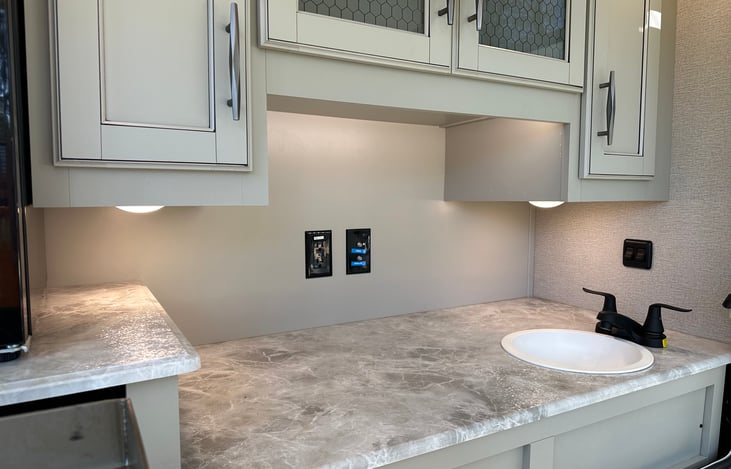 The outdoor kitchen.