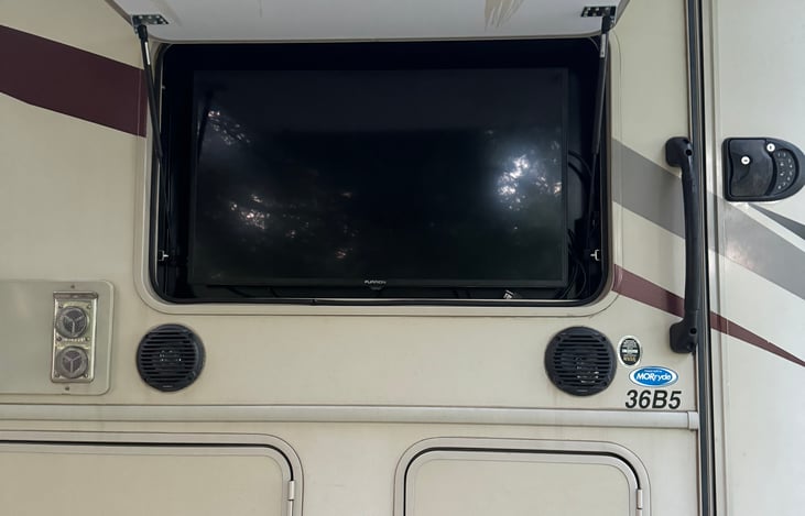 Outdoor TV under awning