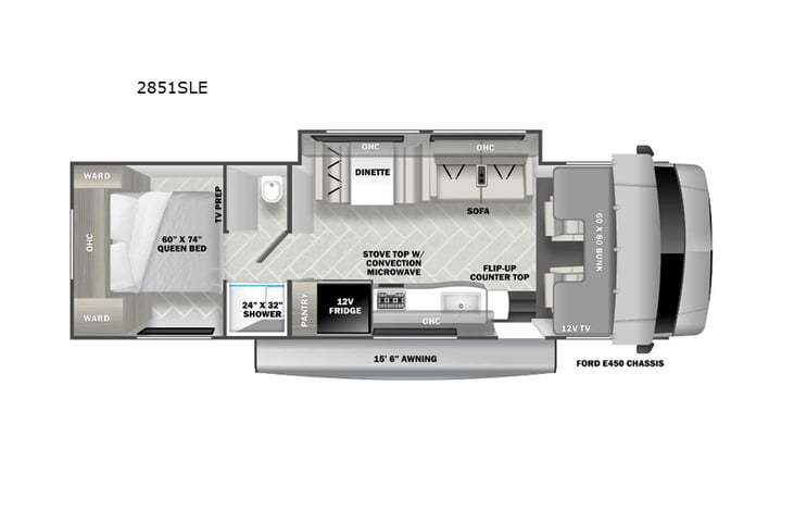 Representative floor plan provided by a trusted RVshare partner.
