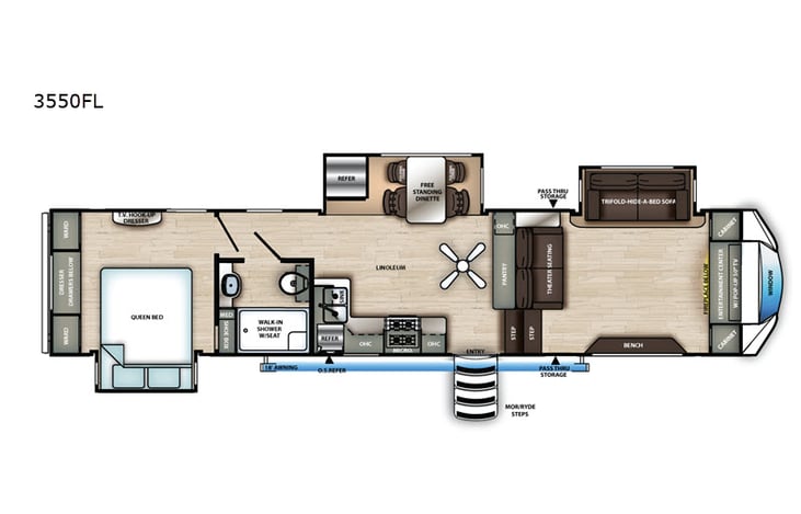 Representative floor plan provided by a trusted RVshare partner.
