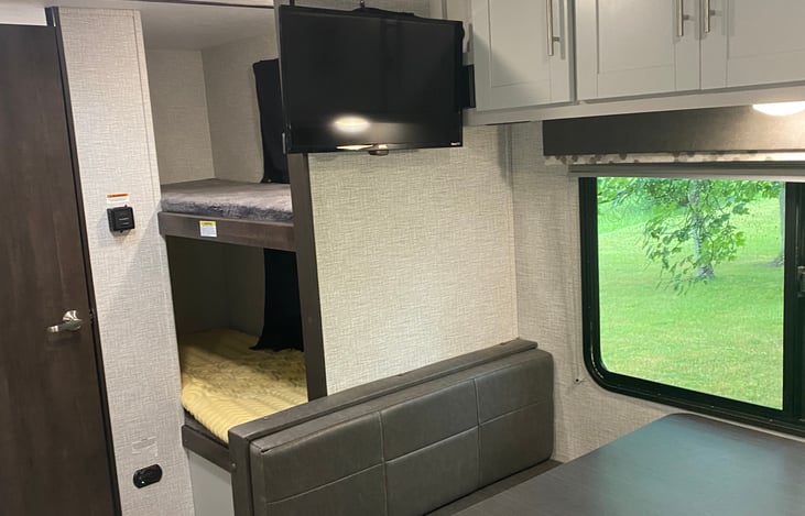 TV and DVD player. We have some DVDs, or you can bring your own.