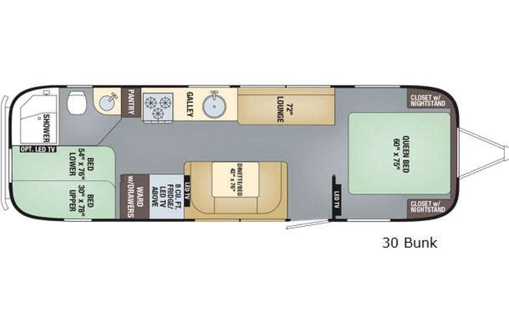 Representative floor plan provided by a trusted RVshare partner.