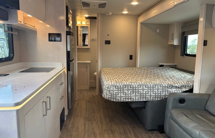 Bed opened while slide-out is extended!