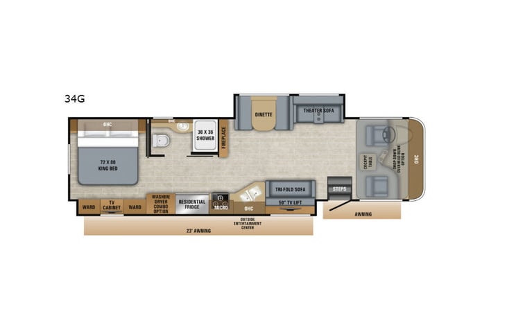 Representative floor plan provided by a trusted RVshare partner.