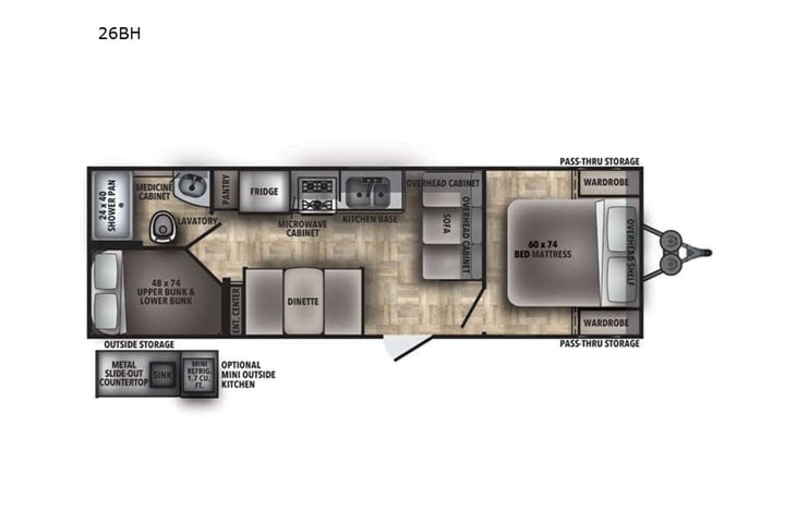 Representative floor plan provided by a trusted RVshare partner.