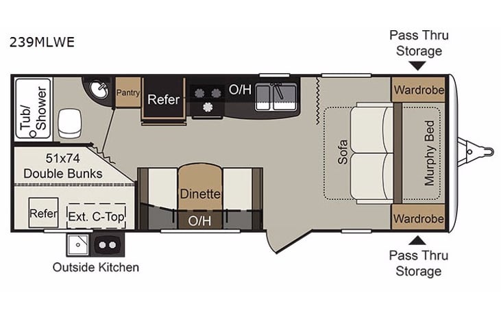 Representative floor plan provided by a trusted RVshare partner.