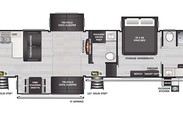 Spacious floor plan perfect for extended stays.