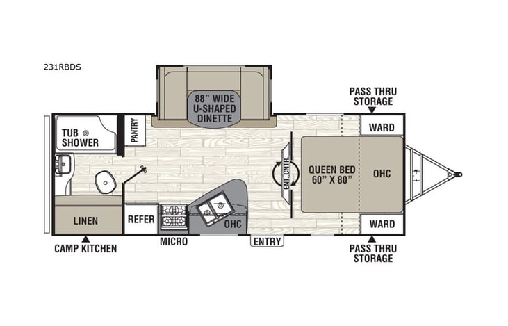 Representative floor plan provided by a trusted RVshare partner.