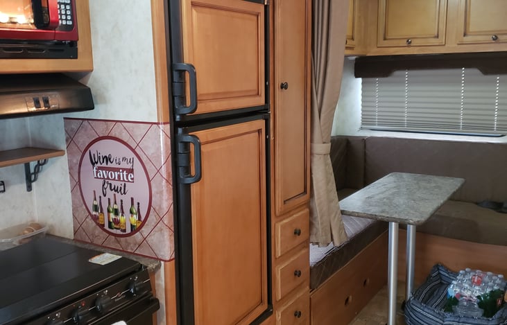 Fridge with separate freezer.