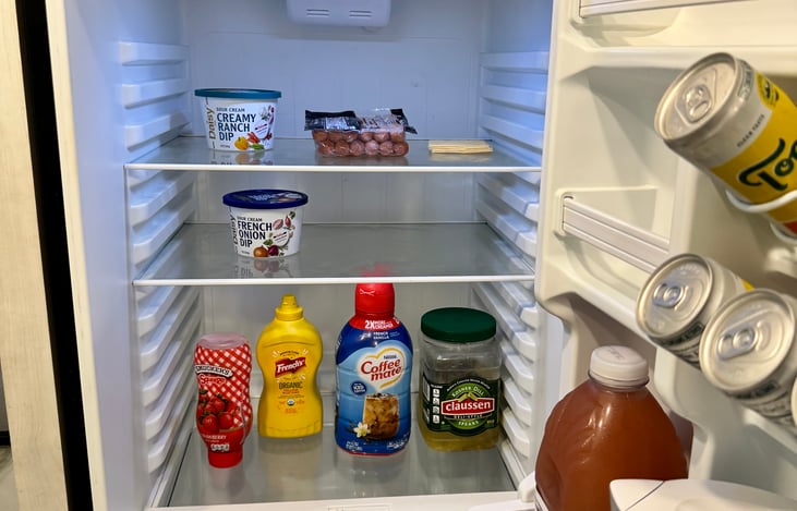 View of fridge with items for scale