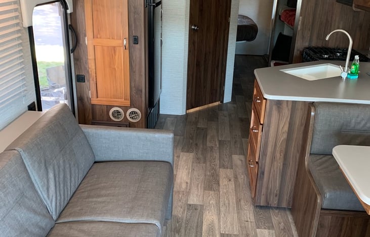 Jackknife couch bed.