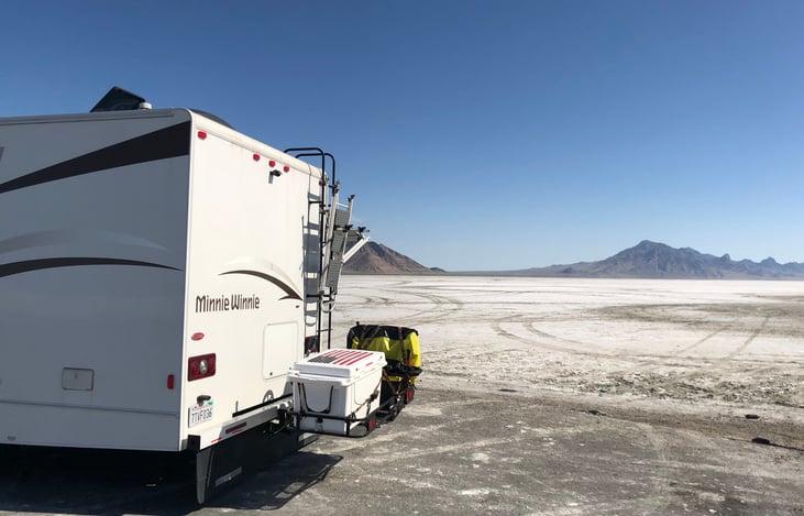 While we didn't drive her on the salt for obvious reasons, she did see the wondrous Great Salt Lake flats in Utah.
