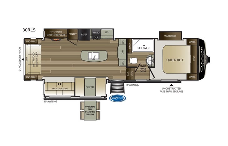 Representative floor plan provided by a trusted RVshare partner.