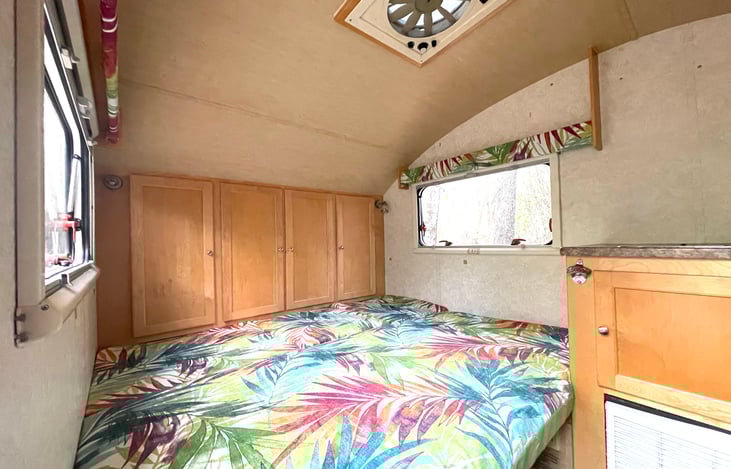 Queen size bed with four inch foam mattress