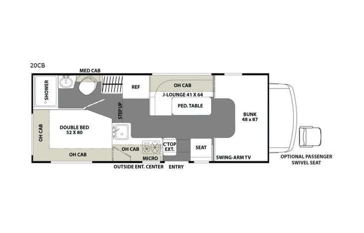 Representative floor plan provided by a trusted RVshare partner.