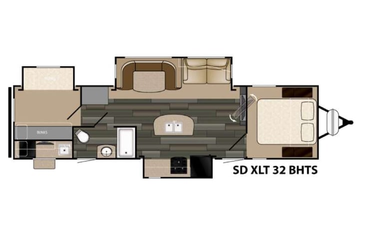 Representative floor plan provided by a trusted RVshare partner.