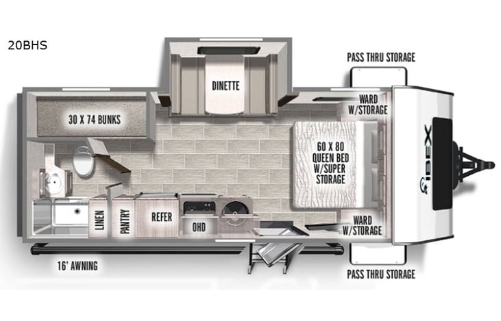 Representative floor plan provided by a trusted RVshare partner.