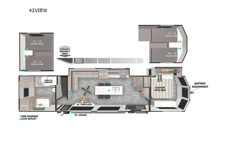 Representative floor plan provided by a trusted RVshare partner.