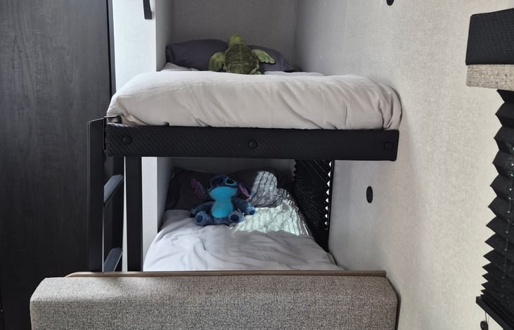bunk beds for the kiddos and a stuffed animal to make them feel like their home.