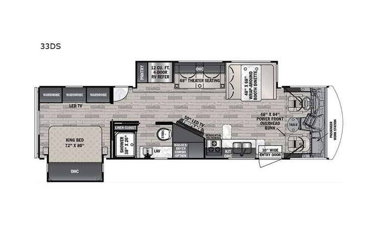 Representative floor plan provided by a trusted RVshare partner.