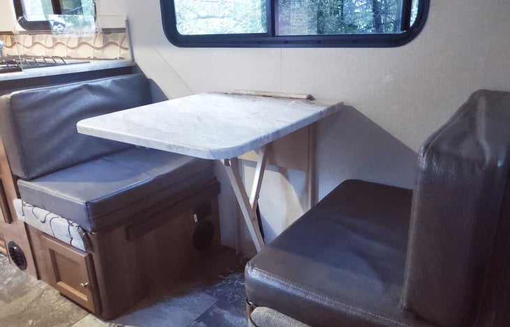 Small table conversion to a sitting bench