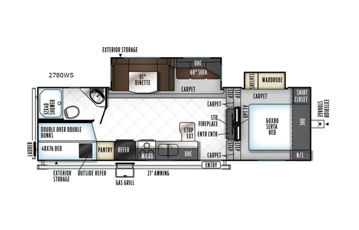 Representative floor plan provided by a trusted RVshare partner.