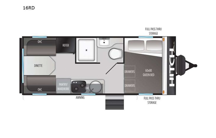 Representative floor plan provided by a trusted RVshare partner.