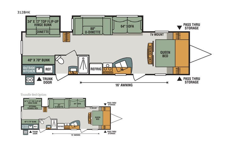Representative floor plan provided by a trusted RVshare partner.